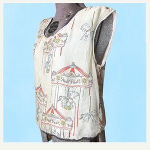 Matty M Silk Blouse with Carousel Novelty Print